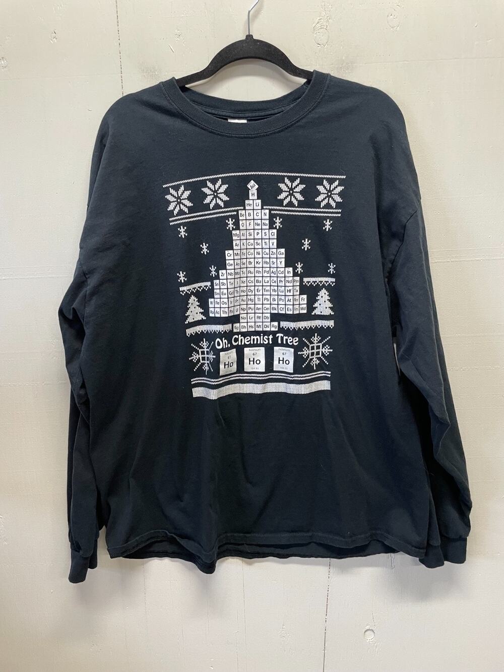 Oh, Chemist Tree Men's Long Sleeve Pullover Periodic Table Size 2XL Holiday